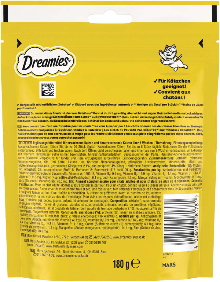 Dreamies Katzenleckerli mit Käse Megapack 4*180g